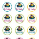 Free circle printable blue, pink, green and yellow birthday cupcake toppers