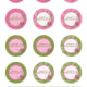 Free circle printable pink and green birthday cupcake toppers