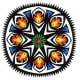 This is an example of a multicolored Gwiazda (GVYA-zdah) design with 8 repeats. Multicolored Gwiazda design are traditional to the Lowicz region of Poland.