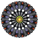 This is an example of a multicolored Gwiazda (GVYA-zdah) design with 16 repeats. Multicolored Gwiazda design are traditional to the Lowicz region of Poland.