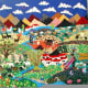 Rural farm scenes are popular, and frequently depict the iconic symbol of the Andes, the llama.