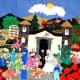 A village wedding is the subject of this arpillera