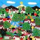 Many arpilleras depict the rural highlands that the women had to leave behind.