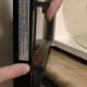Microwave oven pin in the "down" position.