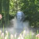 The use of different elements such as mist add a lot of atmosphere to the sculptures.