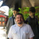 The guy in the middle isn't a sculpture - it's me!