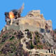The ancient al-Qahira castle in Yemen was occupied by Shi'ite rebels. So it was targeted by a destructive airstrike