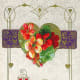 Double-click to see larger version I Free Victorian valentine greeting with scrollwork, a gold heart and flowers