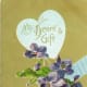 Free vintage violets valentines card with gold background