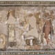 Mosaic of Athena and Hermes, possibly an illustration of a theatrical production, Delos Museum