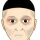 Step 2 - outlines eyes with red