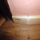 V cut in skirting to allow it to bend.