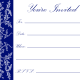 Dark blue formal floral filigree on white background -- perfect for New Year parties