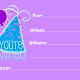 Blue birthday hat and balloon on purple background