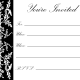 Black formal floral filigree on white background -- great for holiday parties