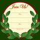 dark green border, holly and mistletoe