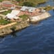Oil from the dam's turbines was released into the water as a result of the accident. (ALEXANDER NEMENOV/AFP/Getty Images)