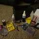 There's plenty of room for a lot or stuff including strings, string winder, screwdriver and allen wrench set, polish, fretboard conditioner, string cutter, etc.