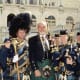 Well known actor Sean Connery, the first 007, with the USAF Reserve Pipe and Drum Band in Washington, DC. Tartan Day 2004.