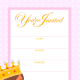 Pink, purple and yellow with princess and crown