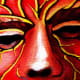 Red devil face paint pattern