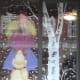Kilwin's front window with hand drawn yellow lab watching a little girl licking an ice cream cone Lake Geneva Wisconsin
