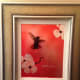 "Mini Bird Series (Red)" (2013)-PATRICK GUYTON: Mixed media on aluminium with sized gold or silver leaf, veined by hand. Hand-signed in pigment, lower right by the artist. A unique work.