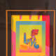 "LOVE ON THE BLINDS": Mixed media w/ acrylic lithography, signed, and a unique variation (2006)