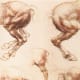 Here Da Vinci tried to get the perfect view of a rear leg.