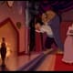We see the neckline and a tiny glimpse of Belle's shoes. I'm guessing more ballet flats - Belle apparently was not into heels or even boots. These look dark pink, similar to the bodice color.
