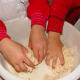 It's fun to use your hands to mix the ingredients!