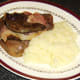 Red onion gravy is added at the side of the liver and heart