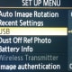 From the Set Up Menu, choose USB