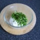 Preparing soured cream dip for fritters