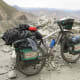 A mountain bike with suspension fully loaded
