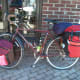 A Trek 520 road bike fully loaded.