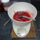 100g of jam measured out for making the jam truffles