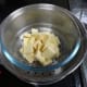 White chocolate for the filling being melted in the steamer