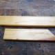 The two facings, wood recycled from a redundant shoe rack, cut to size and ready for gluing and screwing in place