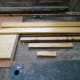 The recycled wood selected for recessing the rear speakers into the cupboard