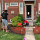 Gardening with mom in our frontyard