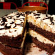 Frozen chocolate cake with creamy vanilla filling