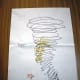 Spelling art: How to spell HAIR = Air is inside hair. Girl with long blonde HAIR spinning around in a huge tube of AIR (tornado).