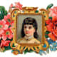 Gold frame and flowers with Victorian woman
