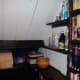 New shelves wood stained to match original.