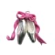 Silver ballet slipper charms are perfect for ballet aficionados or aspiring ballerinas! Make the ribbons from pink polymer clay, if you like.