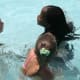 The three girls in the pool