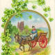 Irish woman in red cart vintage St. Patrick's Day postcard
