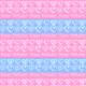Free small hearts and stripes "Happy Birthday" scrapbook paper design -- blue and pink background