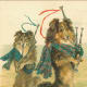 Vintage dog Christmas card with two dogs playing bagpipes